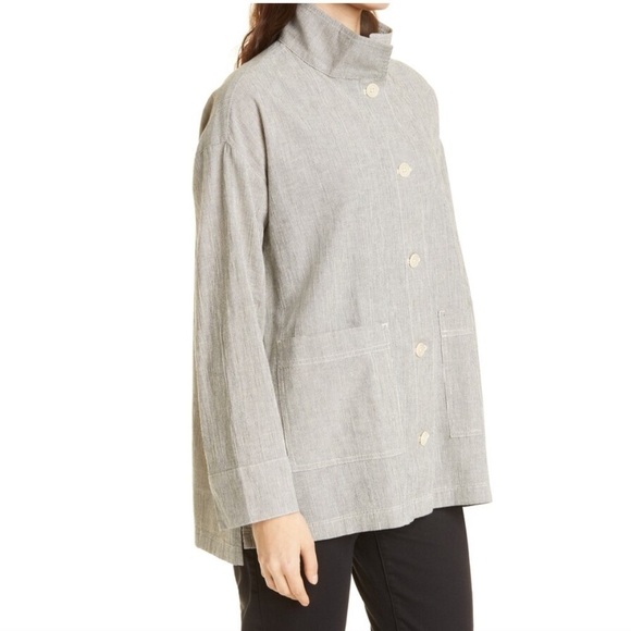 Eileen Fisher Stand Collar Organic Cotton & Linen Jacket - Picture 7 of 7
